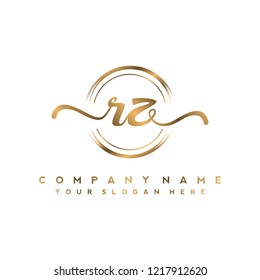 R Z Initial handwriting logo vector