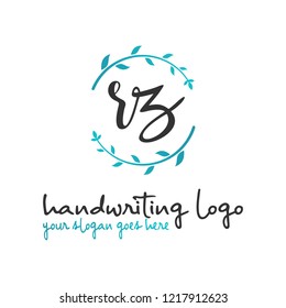 R Z Initial handwriting logo vector