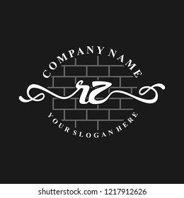 R Z Initial handwriting logo vector. Hand lettering for designs.