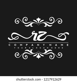 R Z Initial handwriting logo vector