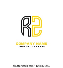 R Z initial letter, modern logo design template vector