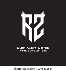 R Z initial letter, modern logo design template vector