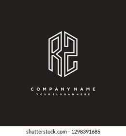R Z initial letter, modern logo design template vector