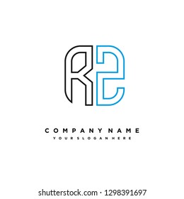 R Z initial letter, modern logo design template vector