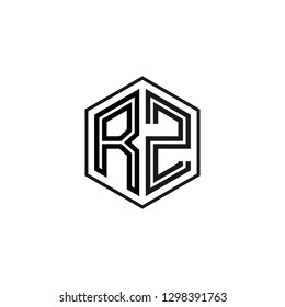 R Z initial letter, modern logo design template vector