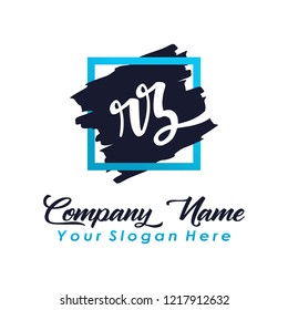 R Z initial square logo template vector