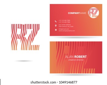R & Z joint logo waves letter design with business card template
