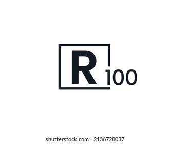 R100, 100R Initial letter logo