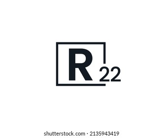 R22, 22R Initial letter logo
