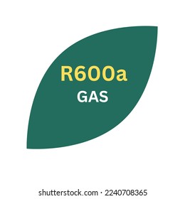 R600a Gas sticker leaf on white background 