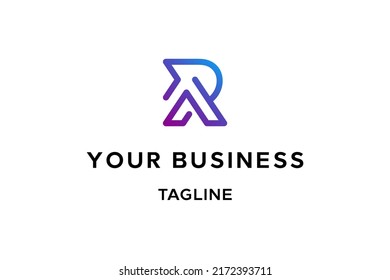 RA or AR letter, monogram initials logo design, icon, modern futuristic symbol with monoline style. Very suitable for technology company, gadget store, software developer, mobile manufacture etc.