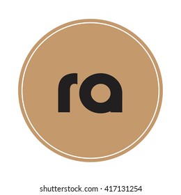ra brown letters ,abstract background logo, design identity in circle, alphabet letter