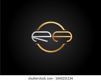 RA circle Shape Letter logo Design in silver gold color