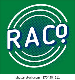 RA CO. LOGO - R AND A LETTER AND ALPHABET WITH THREE CIRCLE LINE ROUND LOGO