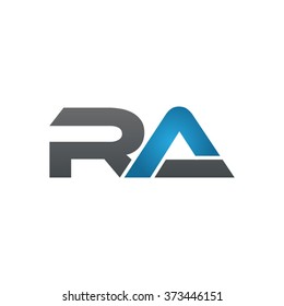 RA company linked letter logo black blue