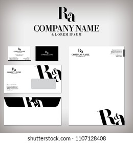 RA Company logo design, branding and stationery design set