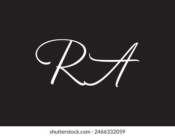 RA Cursive Letter Initial Logo Design Template Vector Illustration