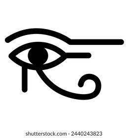 Ra eye mystical religious symbol. Spiritual Egypt god sign of traditional culture of worship and veneration. Simple black and white vector isolated on white background