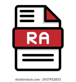 Ra file icon. flat audio file, icons format symbols. Vector illustration. can be used for website interfaces, mobile applications and software