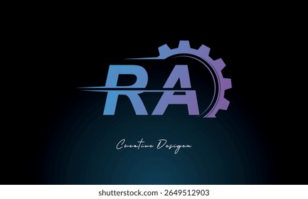 RA Gear Fusion Logo – Industrial Tech-Inspired Letter mark Futuristic Industrial Letter Mark Design for Technology and Engineering Brands.