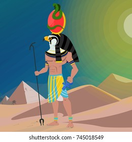 Ra god of egypt in the desert of egypt