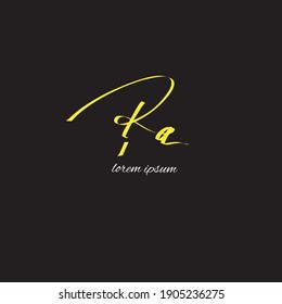 RA handwriting initial text with beauty  black monogram and elegant logo design 