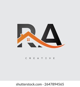 RA House Letter Logo – Creative Real Estate Monogram with Roof Shape and Home Icon for Property, Architecture and Modern Branding Identity