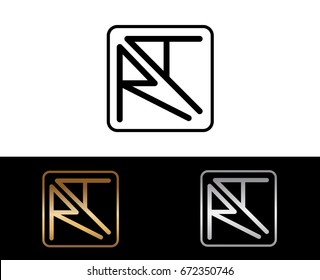 RA initial box shape Logo designs template