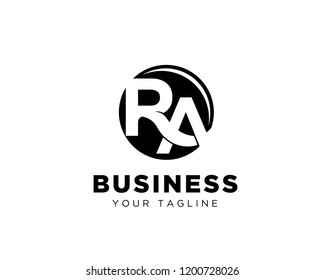 RA initial business logo design inspiration negative space in circle