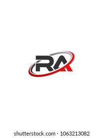 RA initial company red gray swoosh logo