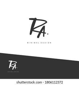 RA Escritura manual inicial o logotipo manuscrito para la identidad. Logo con firma y estilo dibujado a mano.