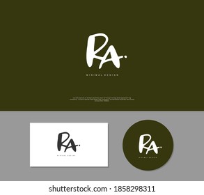 RA Initial handwriting or handwritten logo for identity. Logo with signature and hand drawn style.