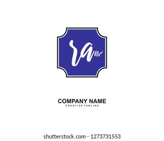 RA Initial Handwriting Logo Template Vector