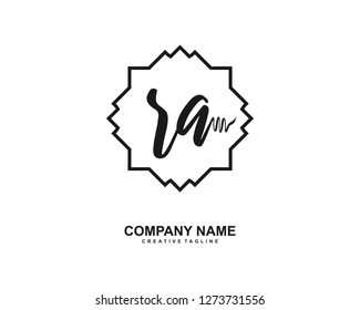 RA Initial Handwriting Logo Template Vector
