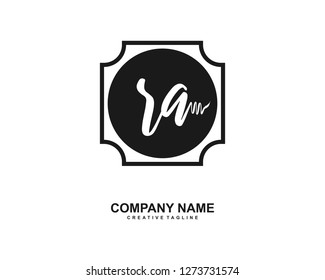 RA Initial Handwriting Logo Template Vector