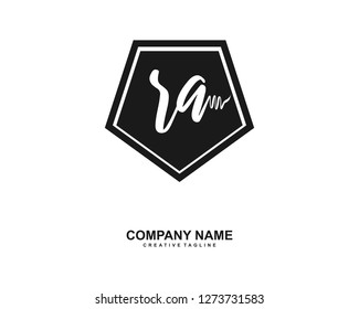 RA Initial Handwriting Logo Template Vector