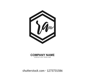 RA Initial Handwriting Logo Template Vector