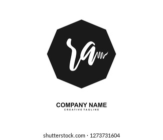 RA Initial Handwriting Logo Template Vector