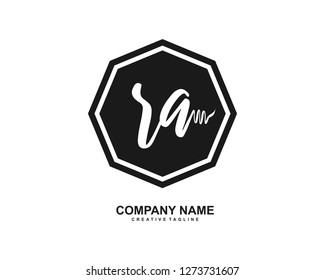 RA Initial Handwriting Logo Template Vector