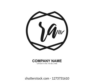 RA Initial Handwriting Logo Template Vector