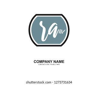 RA Initial Handwriting Logo Template Vector