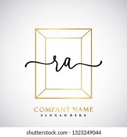 RA Initial Handwriting logo template vector