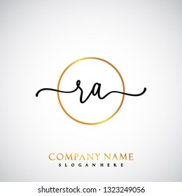 RA Initial Handwriting logo template vector