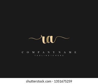 RA initial handwriting logo template with luxury color vector.
