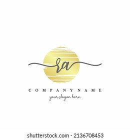 RA Initial handwriting logo vector. Hand lettering With Sunrise for designs.