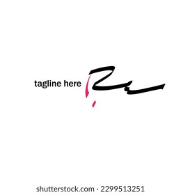 Ra Initial Handwriting Signature Logo Vector with tagline