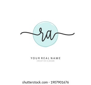 RA Initial letter handwriting and  signature logo. A concept handwriting initial logo with template element.