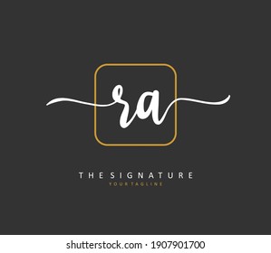 RA Initial letter handwriting and  signature logo. A concept handwriting initial logo with template element.