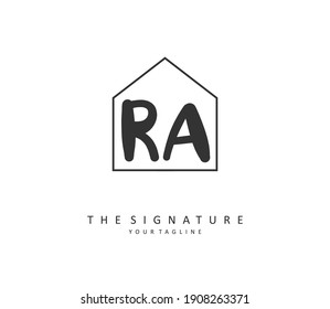 AR Escritura a mano de la carta inicial y logotipo de la firma. Un logotipo inicial de escritura a mano de concepto con elemento de plantilla.