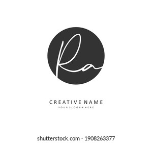 RA Initial letter handwriting and  signature logo. A concept handwriting initial logo with template element.